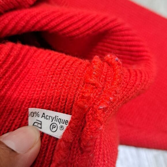Vintage Monod Sports 80's Sweater Jacket Anorak Pocket Wool Banff Canada Red Lrg - Picture 6 of 17